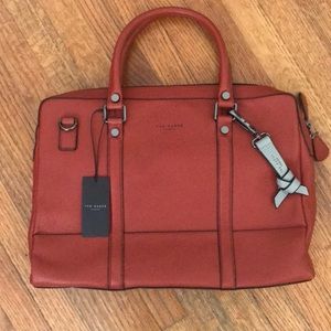 Ted Baker document bag leather dark orange NEW